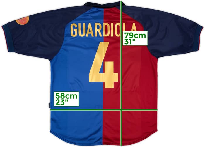 1999-00 Barcelona Centenary Home Shirt Guardiola #4 - 7/10 - (L)
