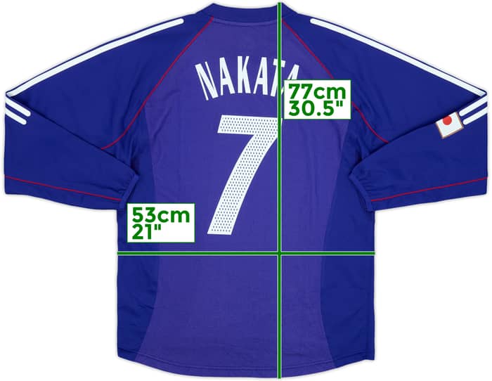 2002-04 Japan Authentic Home L/S Shirt Nakata #7 - 8/10 - (L)