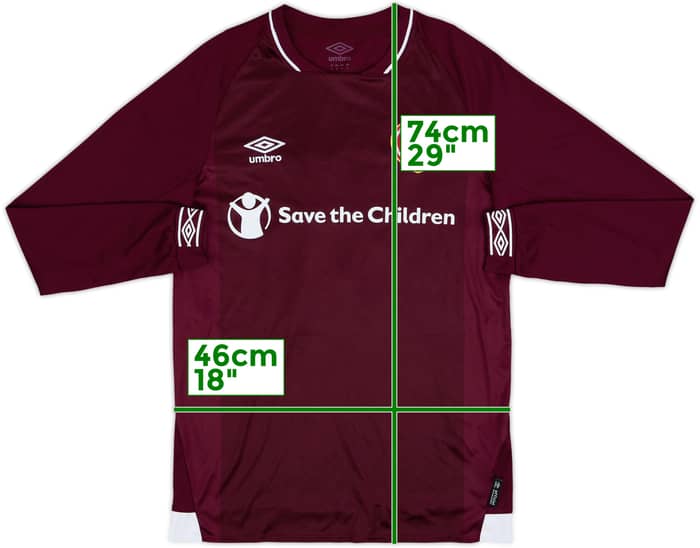 2018-19 Hearts Home L/S Shirt #16 - 9/10 - (S)
