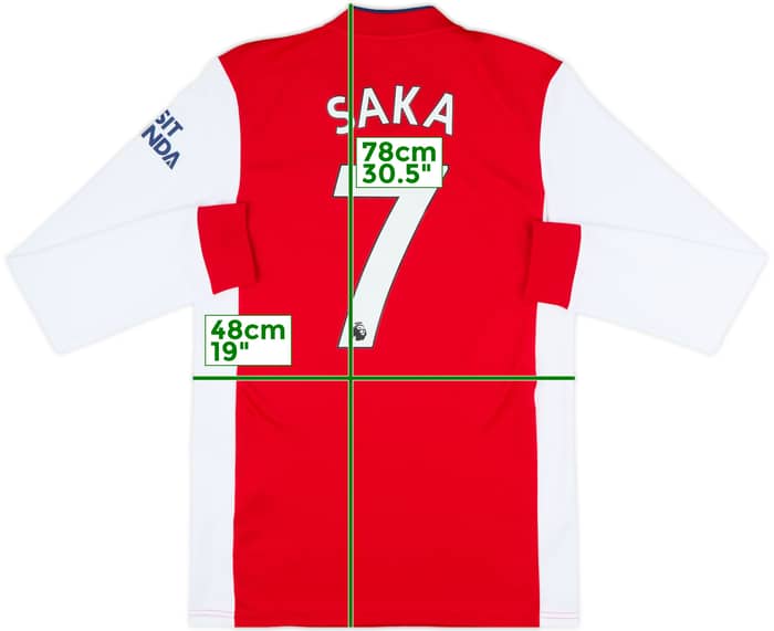 2021-22 Arsenal Home L/S Shirt Saka #7 - 10/10 - (S)