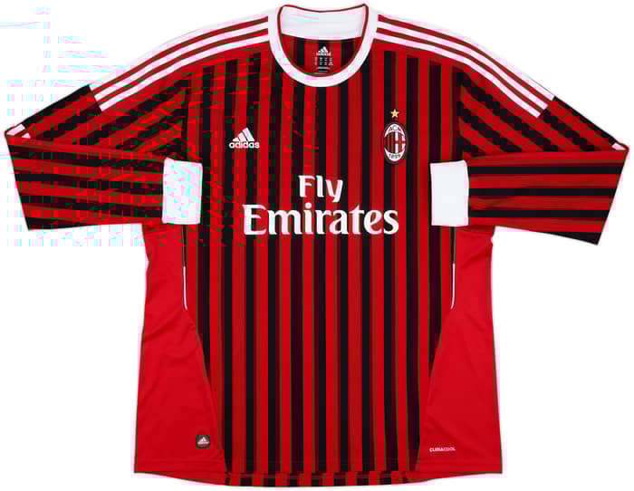 2011-12 AC Milan Home L/S Shirt Ibrahimovic #11 - 10/10 - (XXL)