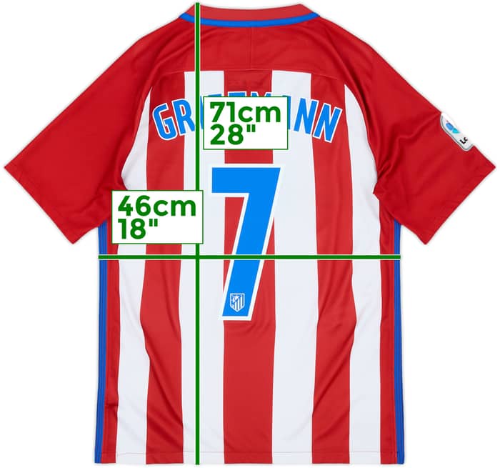 2016-17 Atletico Madrid Home Shirt Griezmann #7 - 9/10 - (S)