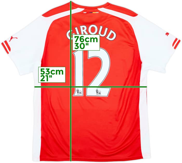 2014-15 Arsenal Home Shirt Giroud #12 - 9/10 - (L)