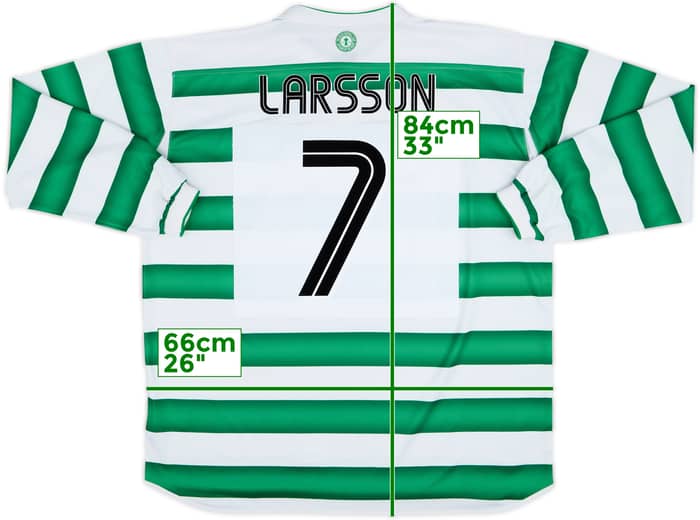 2003-04 Celtic Home L/S Shirt Larsson #7 - 8/10 - (XXL)