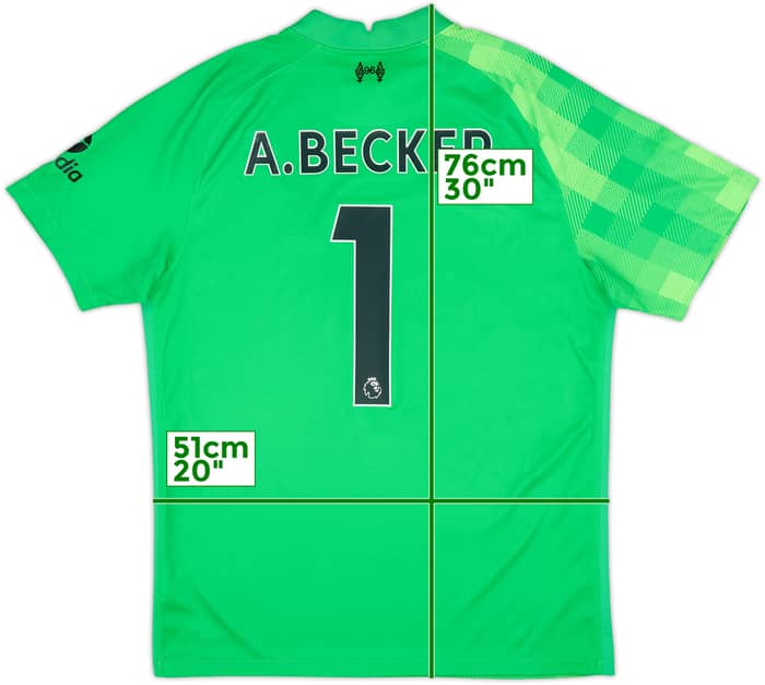 2021-22 Liverpool GK S/S Shirt A.Becker #1 - 9/10 - (L)