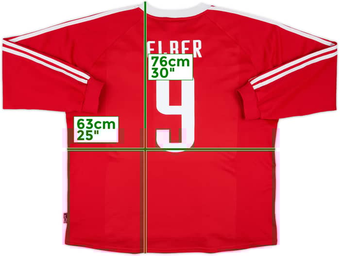 2000-01 Bayern Munich Player Issue CL Home L/S Shirt Elber #9 - 8/10 - (XL)
