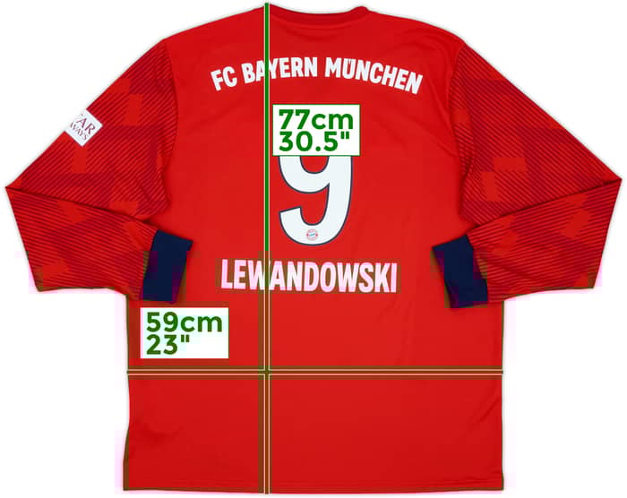 2018-19 Bayern Munich Home L/S Shirt Lewandowski #9 - 8/10 - (XL)