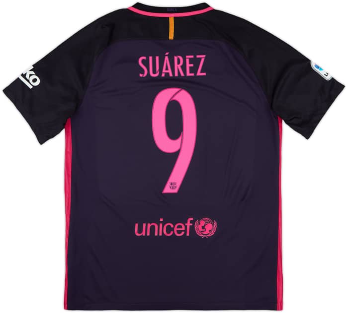 2016-17 Barcelona Away Shirt Suarez #9 - 10/10 - (L)