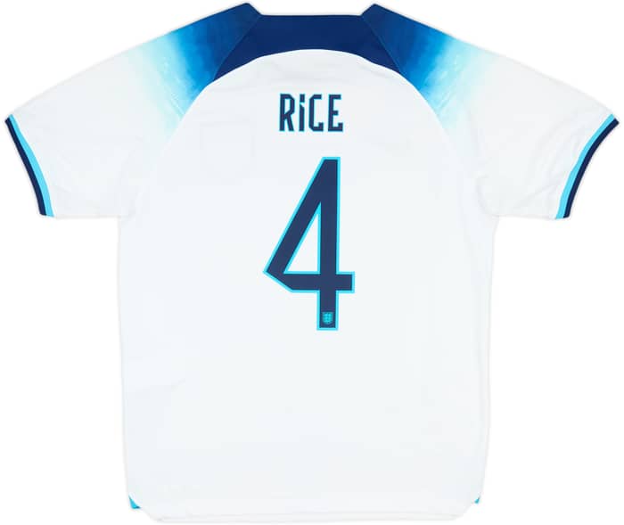 2022-23 England Home Shirt Rice #4 - 8/10 - (XL)