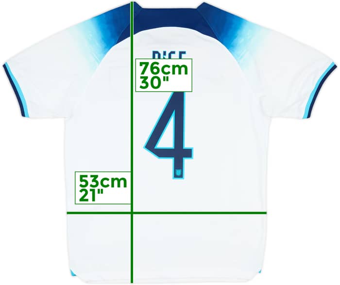 2022-23 England Home Shirt Rice #4 - 8/10 - (XL)