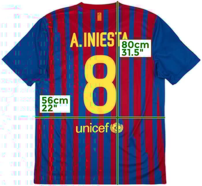 2011-12 Barcelona Home Shirt A.Iniesta #8 - 9/10 - (L)
