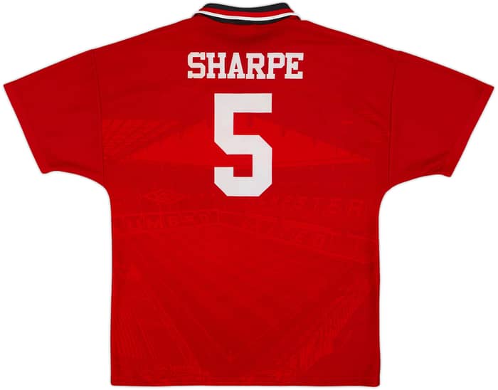 1994-96 Manchester United Home Shirt Sharpe #5 - 7/10 - (M)