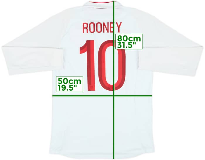 2012-13 England Home L/S Shirt Rooney #10 - 7/10 - (M)