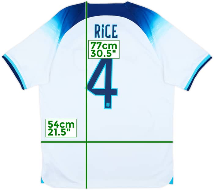2022-23 England Home Shirt Rice #4 - 10/10 - (L)