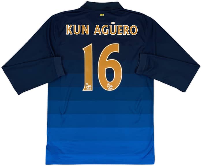 2014-15 Manchester City Away L/S Shirt Kun Aguero #16 - 8/10 - (M)