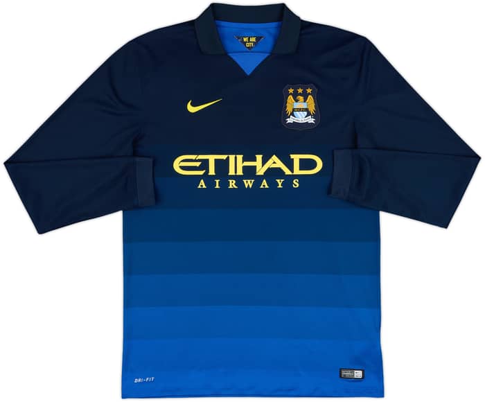 2014-15 Manchester City Away L/S Shirt Kun Aguero #16 - 8/10 - (M)