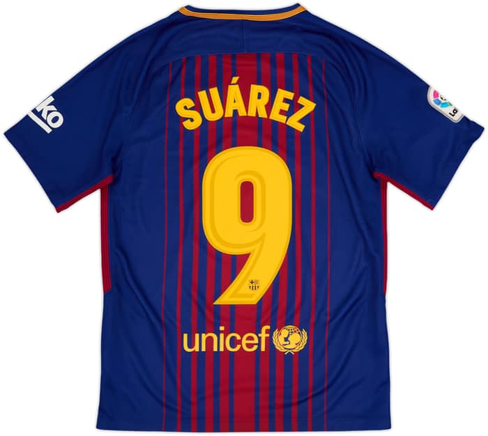 2017-18 Barcelona Home Shirt Suarez #9 - 9/10 - (S)