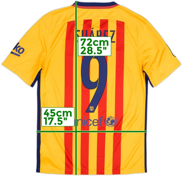 2015-16 Barcelona Away Shirt Suarez #9 - 7/10 - (S)