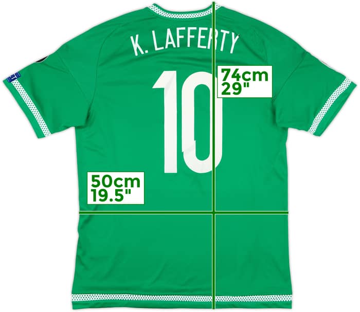 2015 Northern Ireland Match Issue Signed European Championship Qualifiers Home Shirt K.Lafferty #10