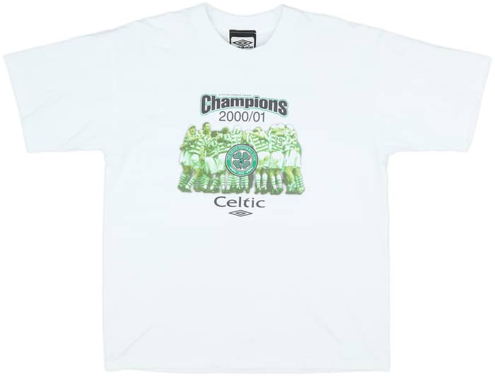 2000-01 Celtic 'Champions' Graphic Tee - 9/10 - (L)
