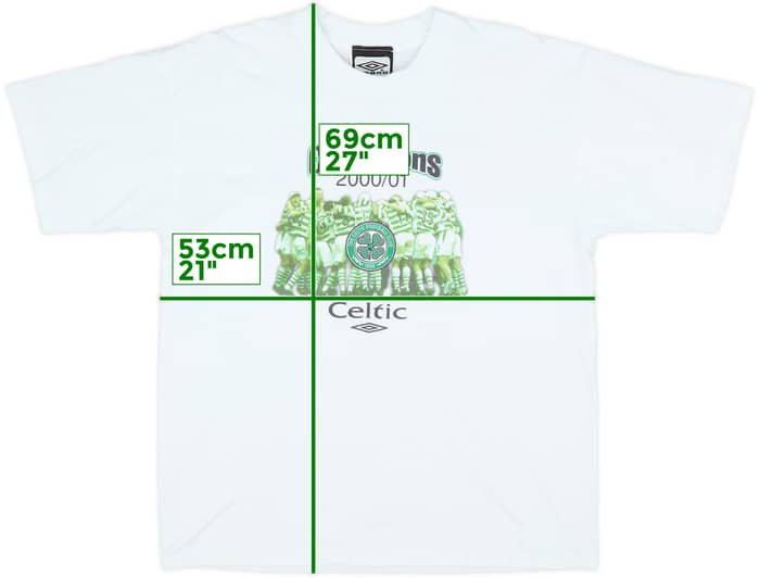 2000-01 Celtic 'Champions' Graphic Tee - 9/10 - (L)