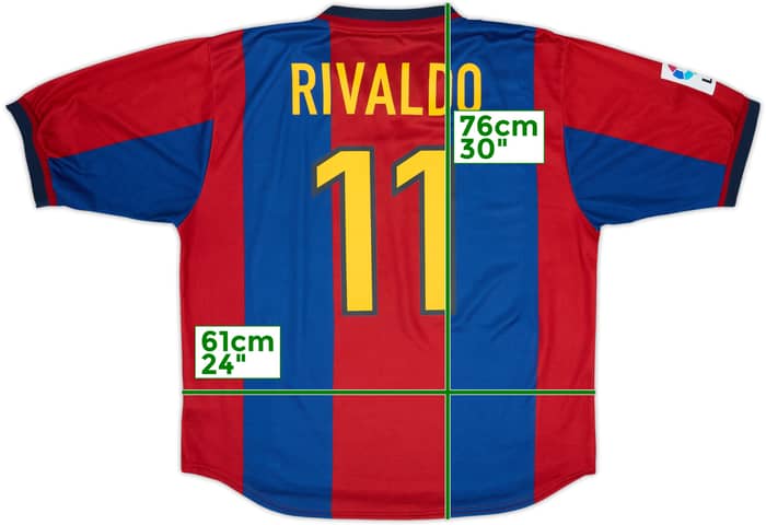 1998-00 Barcelona Home Shirt Rivaldo #11 - 9/10 - (XL)