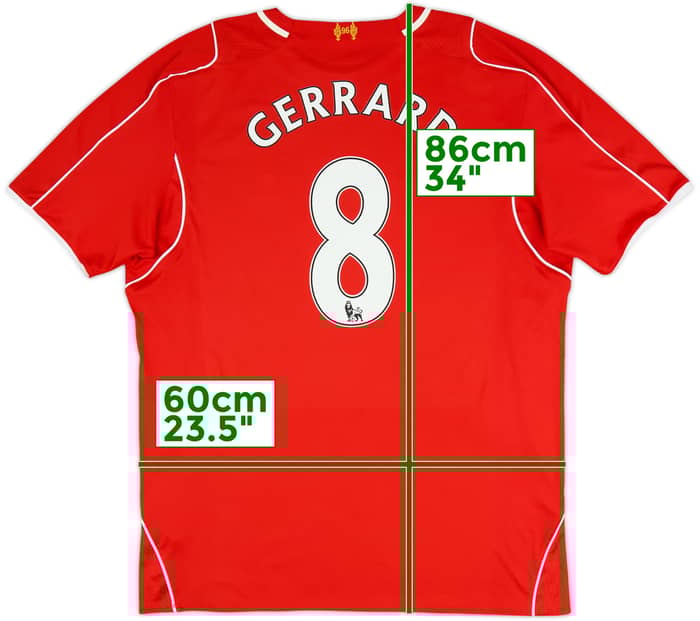 2014-15 Liverpool Home Shirt Gerrard #8 - 7/10 - (XXL)