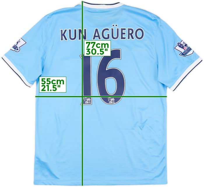 2013-14 Manchester City Home Shirt Kun Aguero #16 - 8/10 - (L)