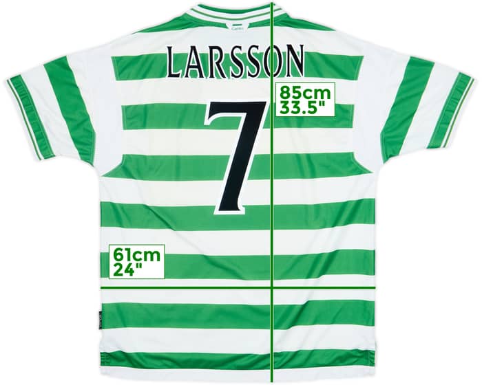 1999-01 Celtic Home Shirt Larsson #7 - 8/10 - (XXL)