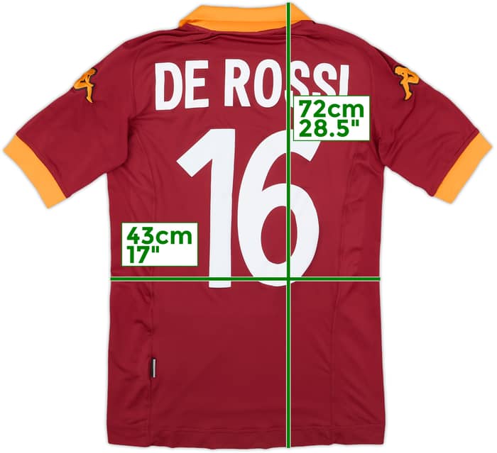 2012-13 Roma Home Shirt De Rossi #16 - 8/10 - (XS)