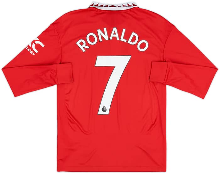2022-23 Manchester United Home L/S Shirt Ronaldo #7 - 9/10 - (L.Boys)