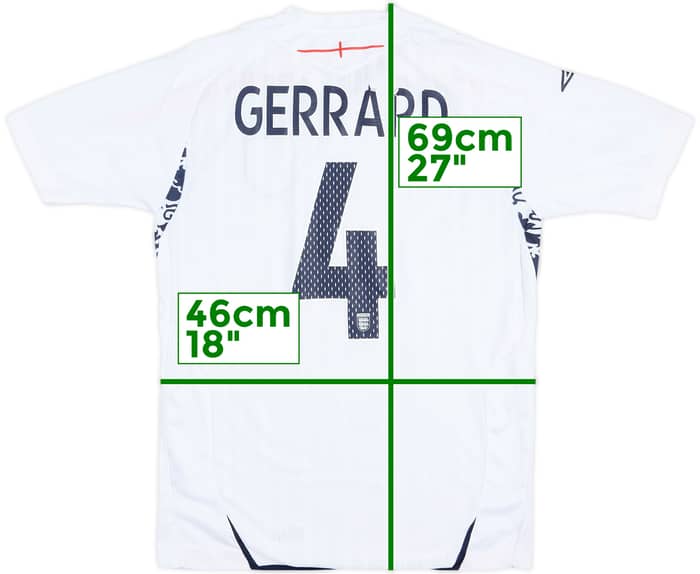 2007-09 England Home Shirt Gerrard #4 - 5/10 - (S)