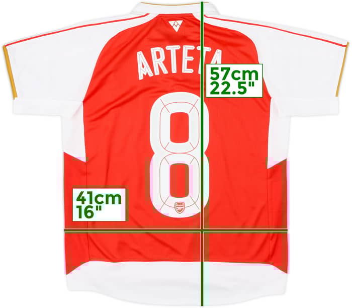 2015-16 Arsenal Home Shirt Arteta #8 - 10/10 - (L.Boys)