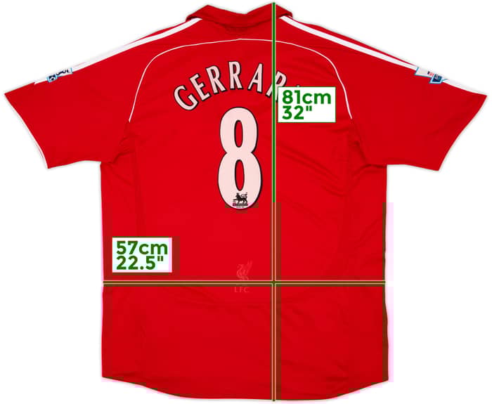 2006-08 Liverpool Camiseta Local Gerrard #8 - 5/10 - (XL)