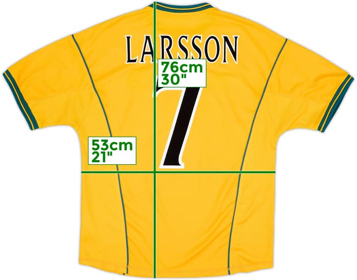 2000-02 Celtic Camiseta de Visitante Larsson #7 - 8/10 - (L)