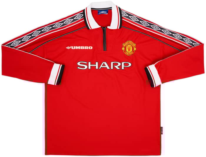 1998-00 Manchester United Home L/S Shirt Beckham #7 - 8/10 - (XL)