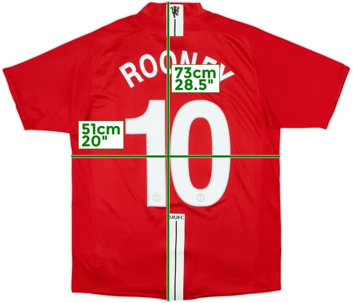 2007-09 Manchester United Home Shirt Rooney #10 - 7/10 - (M)