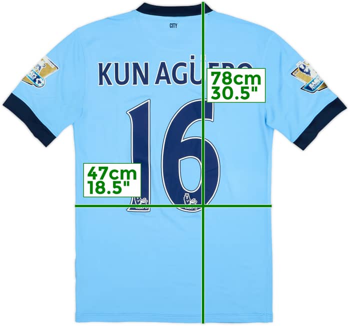 2014-15 Manchester City Home Shirt Kun Aguero #16 - 6/10 - (S)