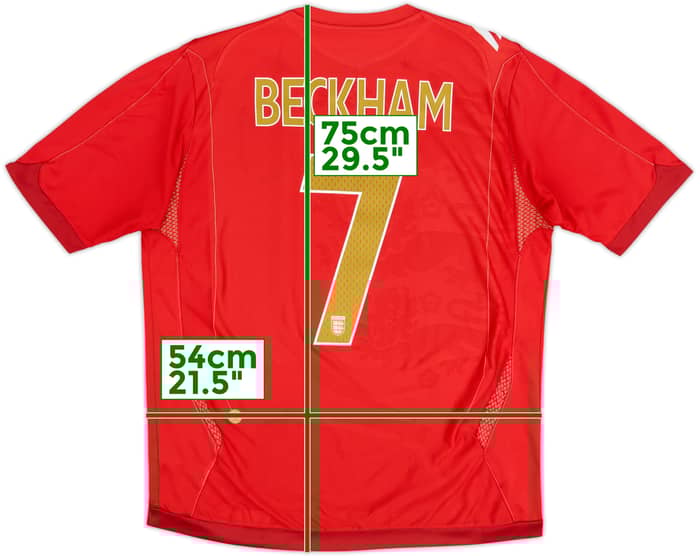 2006-08 England Away Shirt Beckham #7 - 6/10 - (L)