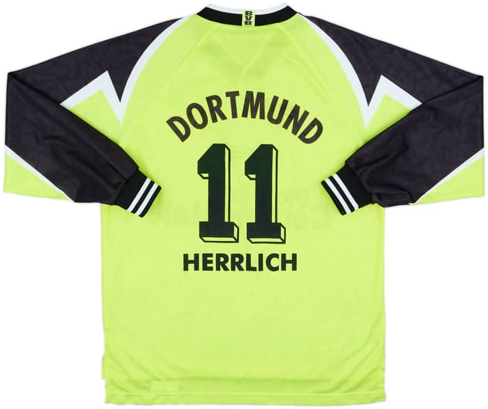 1995-96 Borussia Dortmund Home L/S Shirt Herrlich #11 - 8/10 - (L)