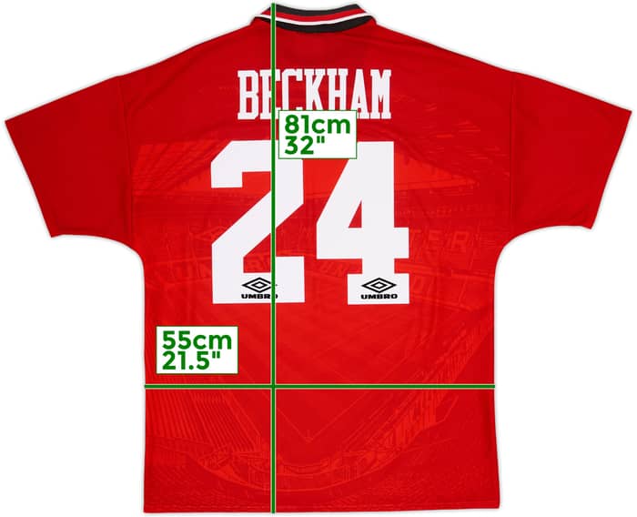 1994-96 Manchester United Home Shirt Beckham #24 - 6/10 - (L)