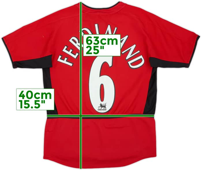 2002-04 Manchester United Home Shirt Ferdinand #6 - 7/10 - (M.Boys)