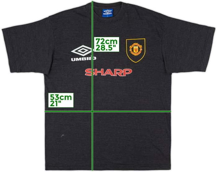 1995-96 Manchester United Umbro Cotton Tee - 7/10 - (XL)
