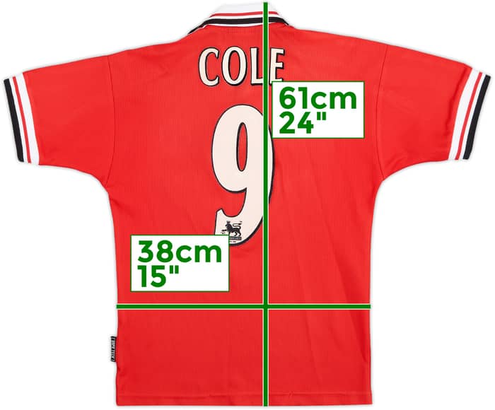 1998-00 Manchester United Camiseta Local Cole #9 - 8/10 - (M. Niños)
