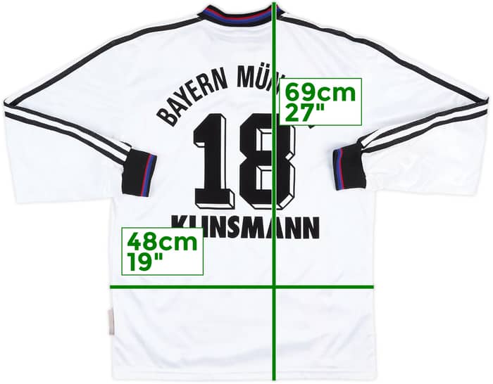 1996-98 Bayern Munich Player Issue Away L/S Shirt Klinsmann #18 - 9/10 - (S)