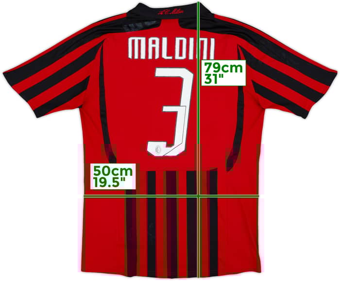 2007-08 AC Milan Home Shirt Maldini #3 - 6/10 - (M)