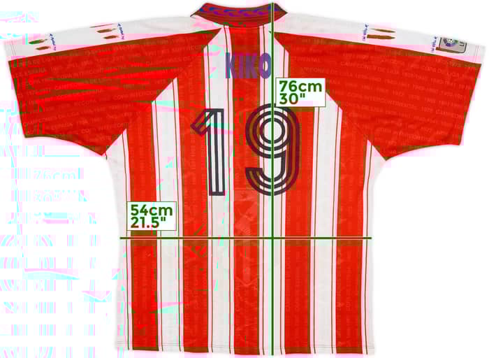1995-96 Atletico Madrid Home Shirt Kiko #19 - 8/10 - (XL)