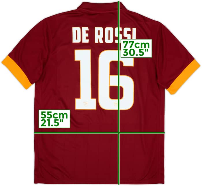 2014-15 Roma Home Shirt De Rossi #16 - 6/10 - (L)