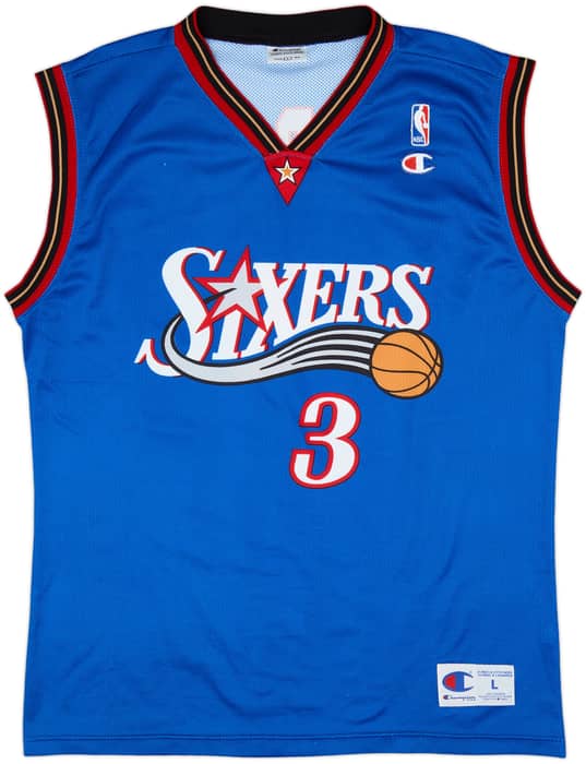 1999-00 Philadelphia 76ers Iverson #3 Champion Alternate Jersey - 9/10 - (L)