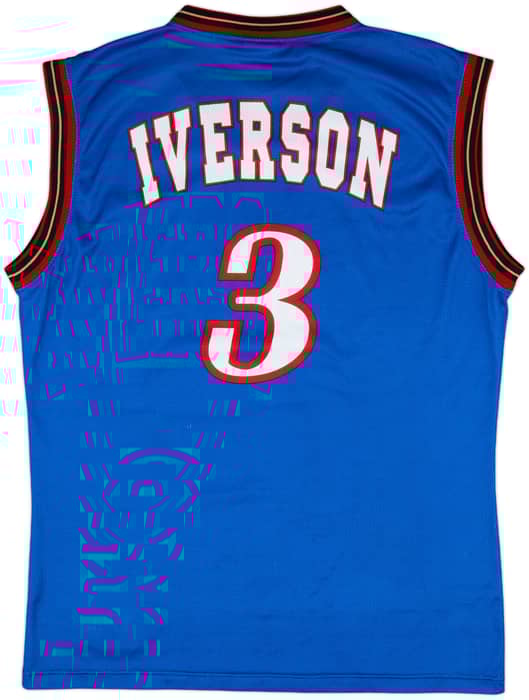 1999-00 Philadelphia 76ers Iverson #3 Champion Alternate Jersey - 9/10 - (L)